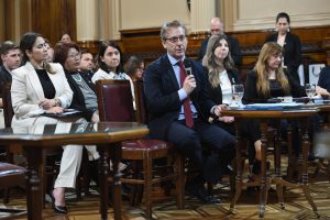Reunion plenaria de las comisiones de Legislacion General y de Poblacion y Desarrollo Humano en el salon Illia del Senado de la Nacion; el 11 de noviembre de 2025, en Buenos Aires, Argentina. Foto: Juan Carlos Cardenas / Comunicaron Senado.