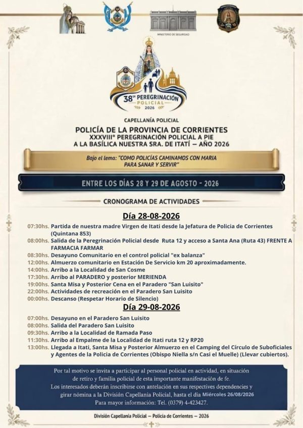 ITINERARIO PEREGRINACION POLICIAL 2026