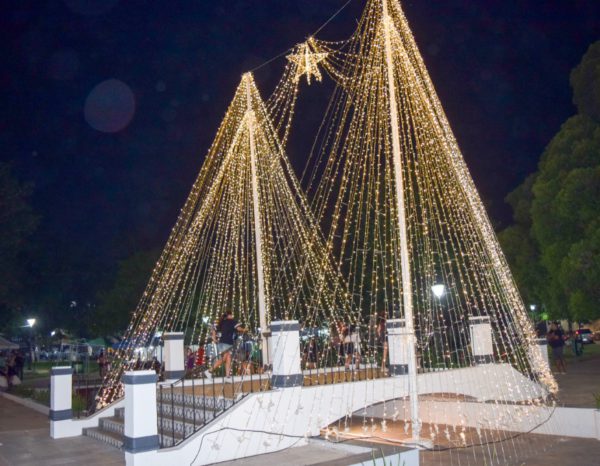la navidad en Plaza Mitre 1 arbol encendido